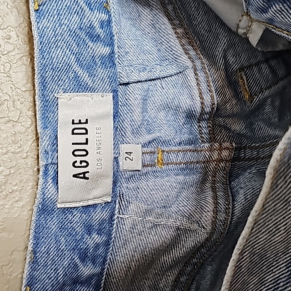 Agolde 24 Long Parker Shorts Distressed button fly cut offs - Picture 8 of 10